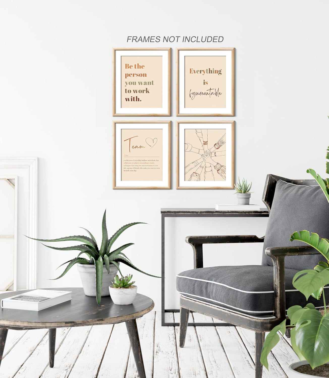 Be the Person You Want to Work with Team Work Wall Art Decor, Motivational Office Artwork, 8X10 Unframed Set of 4