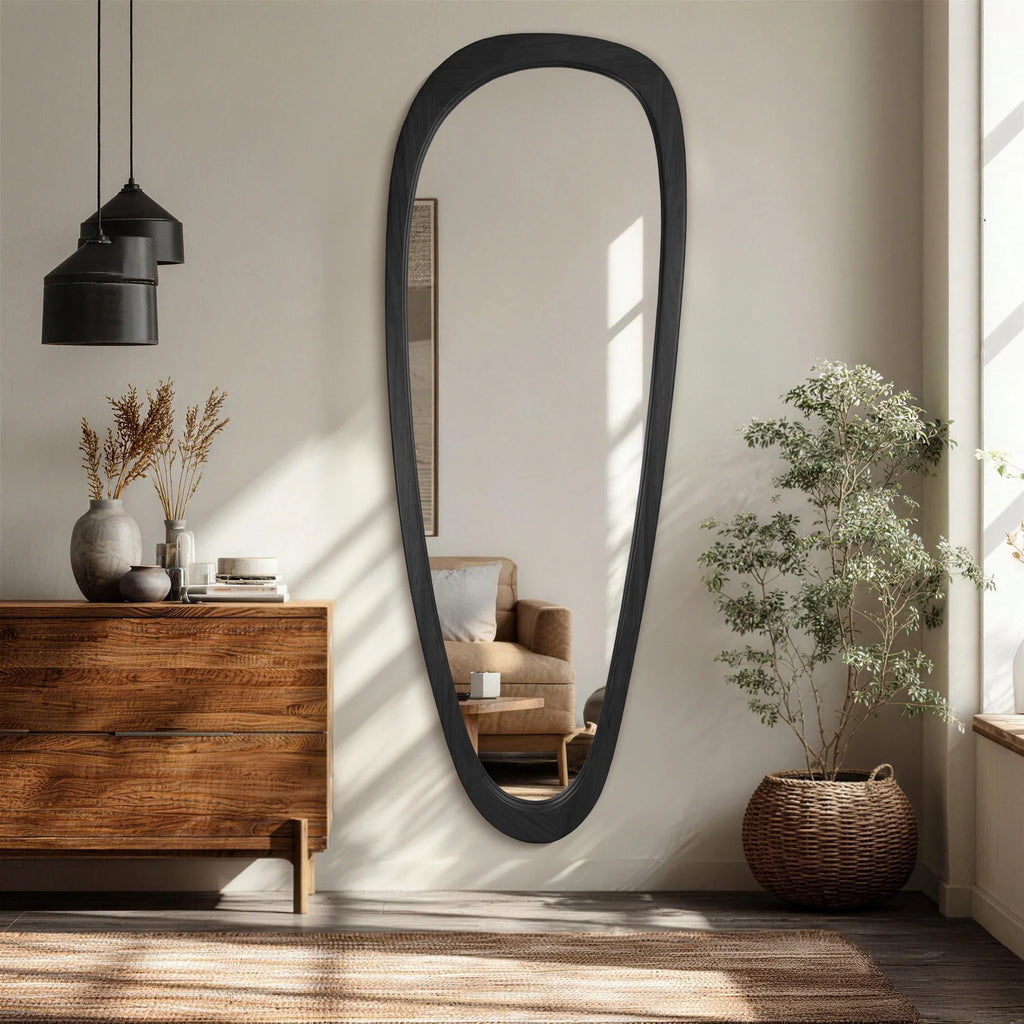 Irregular Mirror Asymmetrical Wood Wall Mirror