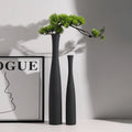 Tall Conic White Flower Vase Bottle Neck Black White Ceramic Slim Bud Vase for Pampas Grass Dry Flower Boho Home Decoration