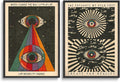 2PCS Retro Hippie Wall Art, 70'S Psychedelic Eyes Art Posters, Inspirational Quote Canvas Painting Pictures Prints Wall Decor for Bedroom Living Room Apartment Teen Dorm Home Decoration,Unframed