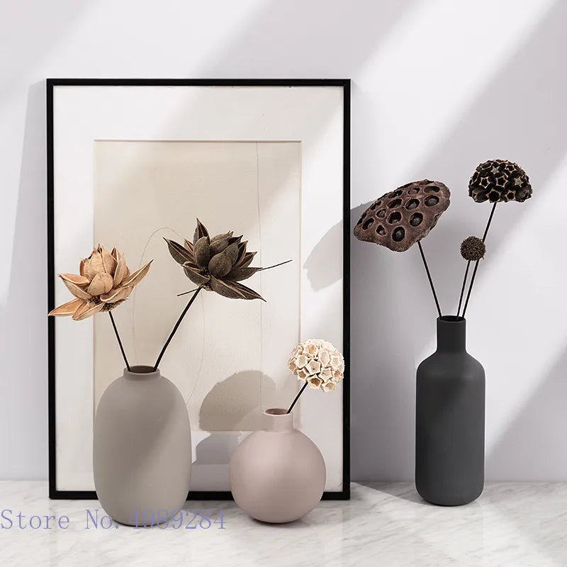 Colorful Ceramic Vase round Ball Cylindrical Flower Arrangement Hydroponics Flower Vase Desktop Decoration Ceramic Ornaments