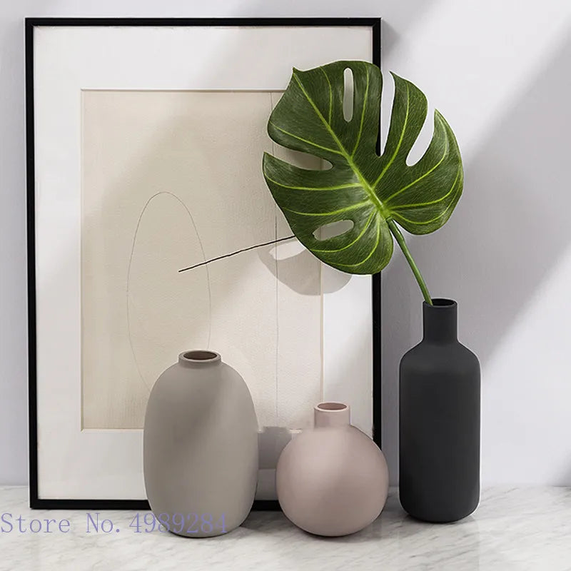 Colorful Ceramic Vase round Ball Cylindrical Flower Arrangement Hydroponics Flower Vase Desktop Decoration Ceramic Ornaments