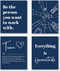 Be the Person You Want to Work with Team Work Wall Art Decor, Motivational Office Artwork, 8X10 Unframed Set of 4 (Blue)