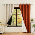 Blakout Beige Curtains with Orange Floral Curtains